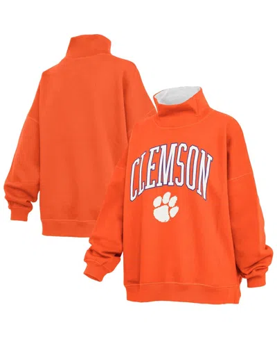 Pressbox Women's Orange Clemson Tigers Oversized Mock Neck Sweatshirt