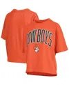 Pressbox Orange Oklahoma State Cowboys Nelson Arch Over Logo Waist Length Oversized Slub T-shirt In Orange