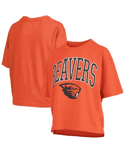 Pressbox Women's Orange Oregon State Beavers Oversized Nelson Arch Over Logo Slub T-shirt