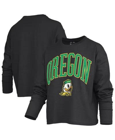 Pressbox Women's Oregon Ducks Motley Boxy Burnout Long-sleeve T-shirt In Black