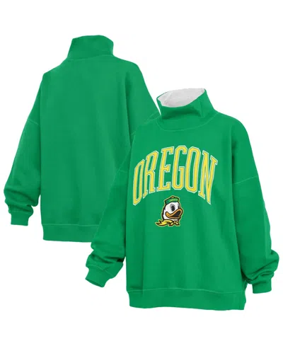 Pressbox Women's Oregon Ducks Oversized Mock Neck Sweatshirt In Green
