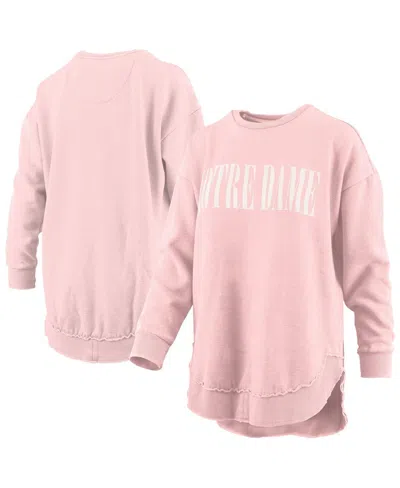 PRESSBOX WOMEN'S PINK NOTRE DAME FIGHTING IRISH PONCHO FLEECE PULLOVER SWEATSHIRT