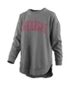 Pressbox Women's  Black Distressed Arkansas Razorbacks Vintage-like Wash Pullover Sweatshirt In Black