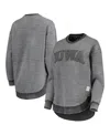 Pressbox Women's  Black Distressed Iowa Hawkeyes Ponchoville Pullover Sweatshirt In Black