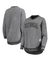 Pressbox Women's  Black Distressed Iowa Hawkeyes Ponchoville Pullover Sweatshirt In Black