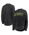 Pressbox Women's  Black Distressed Ucf Knights Vintage-like Wash Pullover Sweatshirt In Black