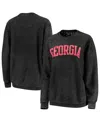 Pressbox Women's  Black Georgia Bulldogs Comfy Cord Vintage-like Wash Basic Arch Pullover Sweatshirt In Black