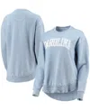 Pressbox Women's  Carolina Blue North Carolina Tar Heels Vintage-like Wash Pullover Sweatshirt In Carolina Blue