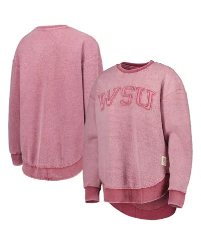 Pressbox Crimson Washington State Cougars Ponchoville Pullover Sweatshirt