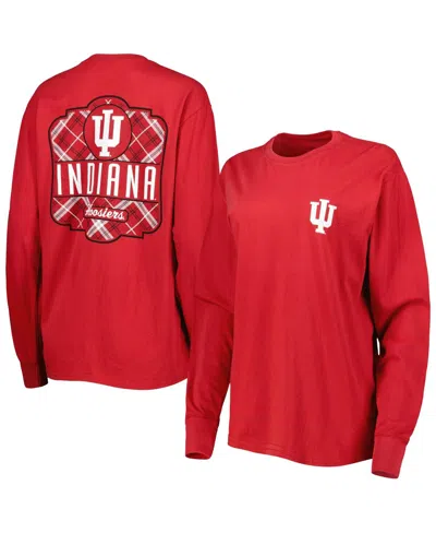Pressbox Women's  Crimson Indiana Hoosiers Valencia Plaid 2-hit Long Sleeve T-shirt