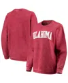 Pressbox Women's  Crimson Oklahoma Sooners Comfy Cord Vintage-like Wash Basic Arch Pullover Sweatshir In Crimson
