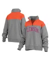 Pressbox Women's  Gray Clemson Tigers Avon Fleece Quarter-zip Jacket In Gray