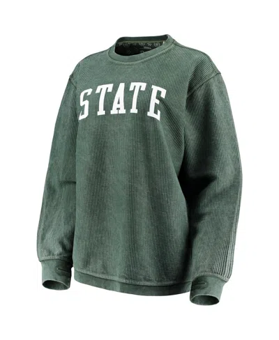 PRESSBOX WOMEN'S PRESSBOX GREEN DISTRESSED MICHIGAN STATE SPARTANS COMFY CORD VINTAGE-LIKE WASH BASIC ARCH PU