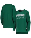 Pressbox Women's  Green Michigan State Spartans Steamboat Animal Print Raglan Pullover Sweatshirt In Green