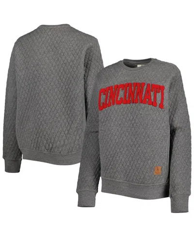 PRESSBOX WOMEN'S PRESSBOX HEATHER CHARCOAL CINCINNATI BEARCATS MOOSE QUILTED PULLOVER SWEATSHIRT