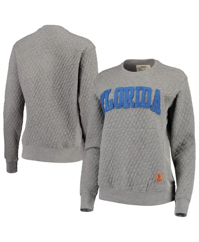 Pressbox Women's  Heathered Gray Florida Gators Moose Applique Quilted Crewneck Sweatshirt In Heather Gray