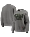 Pressbox Heathered Gray Michigan State Spartans Moose Applique Quilted Crewneck Sweatshirt In Heather Charcoal