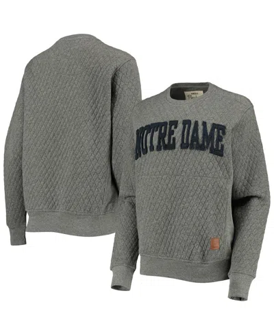 Pressbox Women's  Heather Charcoal Notre Dame Fighting Irish Moose Quilted Pullover Sweatshirt