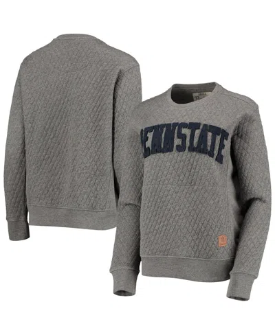 PRESSBOX WOMEN'S PRESSBOX HEATHER CHARCOAL PENN STATE NITTANY LIONS MOOSE QUILTED PULLOVER SWEATSHIRT