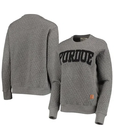 Pressbox Women's  Heather Charcoal Purdue Boilermakers Moose Quilted Pullover Sweatshirt In Heather Gray