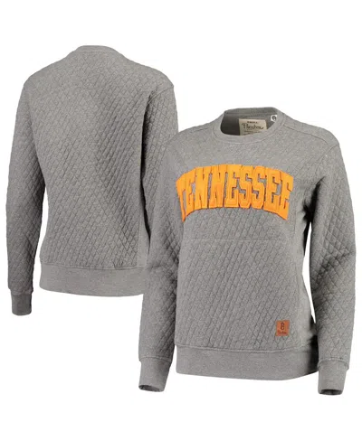 Pressbox Heathered Gray Tennessee Volunteers Moose Applique Quilted Crewneck Sweatshirt In Heather Charcoal