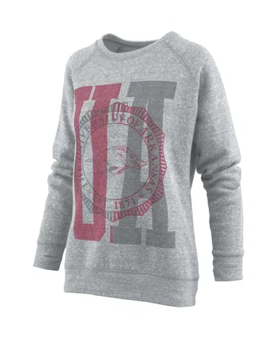Pressbox Women's  Heather Gray Arkansas Razorbacks Knobi Raglan Pullover Sweatshirt