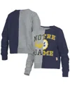 Pressbox Women's  Heather Gray Notre Dame Fighting Irish Half And Half Raglan Pullover Sweatshirt In Heather Gray