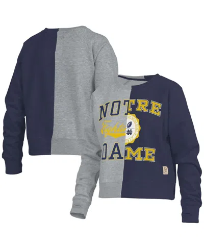Pressbox Women's  Heather Gray Notre Dame Fighting Irish Half And Half Raglan Pullover Sweatshirt