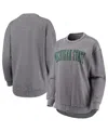 Pressbox Women's  Heathered Gray Distressed Michigan State Spartans Vintage-like Wash Pullover Sweats In Heathered Gray