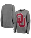 Pressbox Women's  Heathered Gray Oklahoma Sooners Big Team Logo Knobi Fleece Tri-blend Crew Neck Swea In Heathered Gray