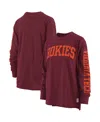 Pressbox Women's  Heathered Maroon Virginia Tech Hokies Two-hit Canyon Long Sleeve T-shirt In Heathered Maroon
