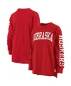 Pressbox Heathered Scarlet Nebraska Huskers Two-hit Canyon Long Sleeve T-shirt In Red