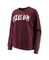 Pressbox Women's  Maroon Distressed Texas A&m Aggies Comfy Cord Vintage-like Wash Basic Arch Pullover In Maroon