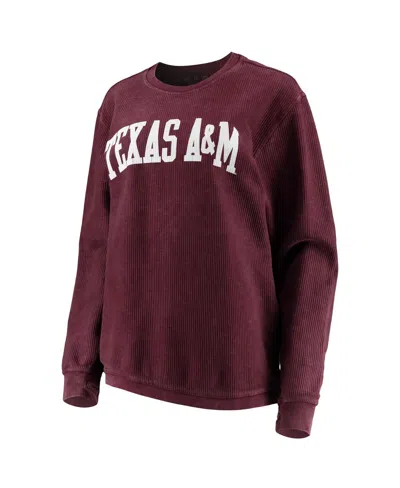Pressbox Women's  Maroon Distressed Texas A&m Aggies Comfy Cord Vintage-like Wash Basic Arch Pullover