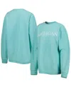 Pressbox Women's  Mint Distressed Michigan Wolverines Comfy Cord Bar Print Pullover Sweatshirt In Mint