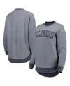 Pressbox Women's  Navy Distressed Illinois Fighting Illini Ponchoville Pullover Sweatshirt In Gray