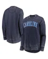 Pressbox Women's  Navy Distressed North Carolina Tar Heels Vintage-like Wash Pullover Sweatshirt In Navy