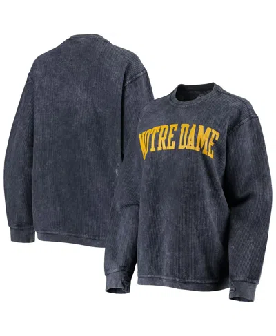 Pressbox Women's  Navy Distressed Notre Dame Fighting Irish Comfy Cord Vintage-like Wash Basic Arch P