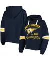 Pressbox Women's  Navy Distressed West Virginia Mountaineers Super Pennant Pullover Hoodie In Navy