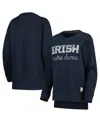 Pressbox Women's  Navy Notre Dame Fighting Irish Steamboat Animal Print Raglan Pullover Sweatshirt In Navy