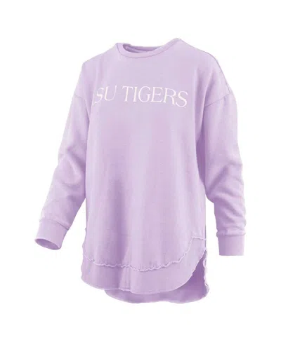 Pressbox Women's  Purple Distressed Lsu Tigers Seaside Springtime Vintage-like Poncho Pullover Sweats