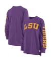 Pressbox Women's  Purple Lsu Tigers Plus Size Two-hit Canyon Long Sleeve T-shirt In Purple