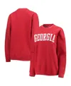 Pressbox Women's  Red Georgia Bulldogs Comfy Cord Vintage-like Wash Basic Arch Pullover Sweatshirt In Red