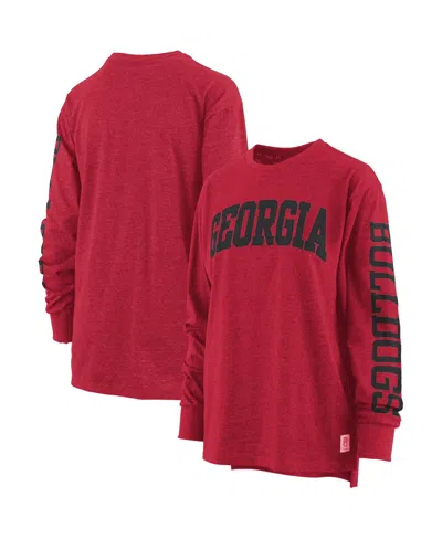 Pressbox Women's  Scarlet Ohio State Buckeyes Plus Size 2-hit Canyon Long Sleeve T-shirt In Navy