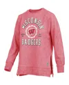 Pressbox Women's  Red Wisconsin Badgers Sun Washed Bishop Pullover Sweatshirt In Red