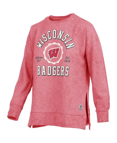 Pressbox Women's  Red Wisconsin Badgers Sun Washed Bishop Pullover Sweatshirt