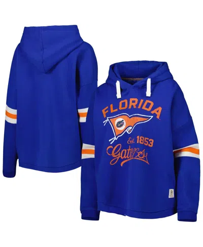 Pressbox Women's  Royal Distressed Florida Gators Super Pennant Pullover Hoodie