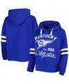 Pressbox Women's  Royal Distressed Kentucky Wildcats Super Pennant Pullover Hoodie In Royal