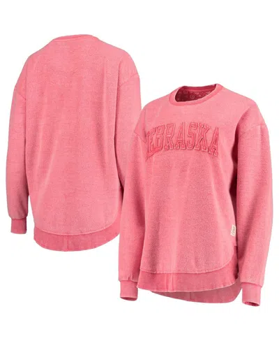 Pressbox Women's  Scarlet Distressed Nebraska Huskers Ponchoville Pullover Sweatshirt