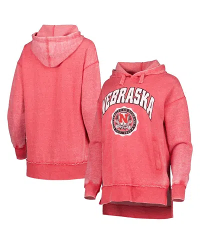 Pressbox Women's  Scarlet Distressed Nebraska Huskers Vintage-like Winnie Pullover Hoodie
